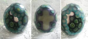 polymer clay translucent flower turquoise blue shadowbox egg